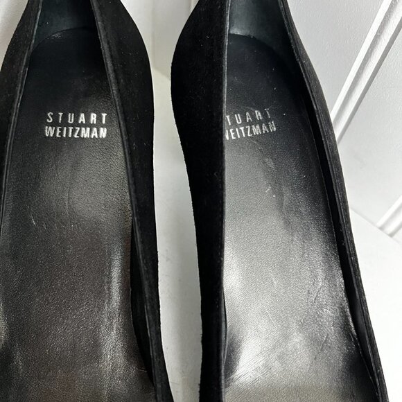 Stuart Weitzman Black Pointed Toe Suede Kitten Heel  Pumps Size 9.5 - Picture 4 of 8